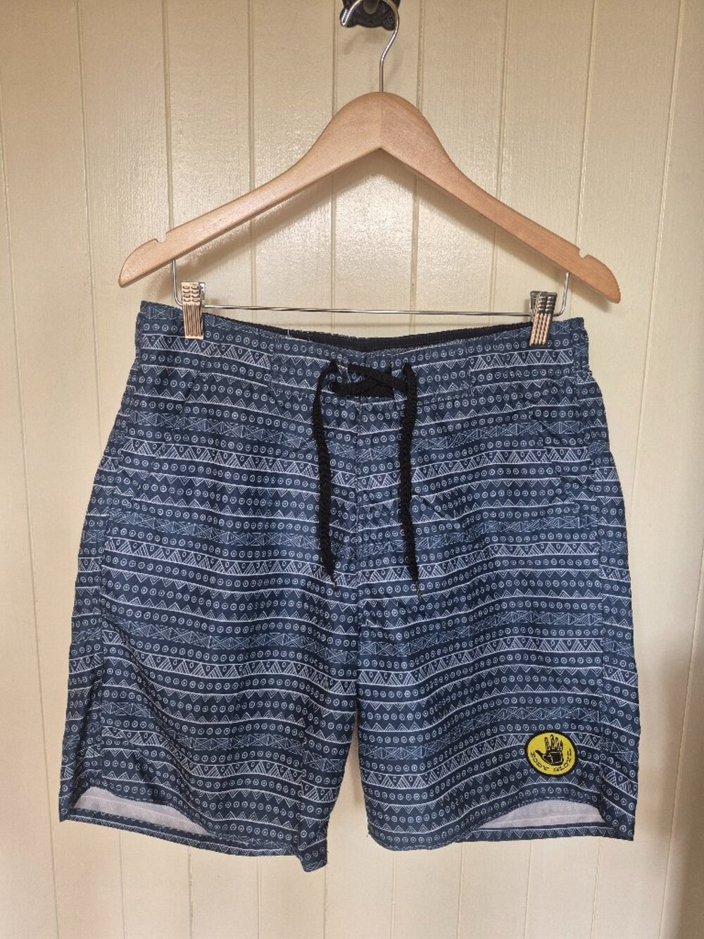 BODY GLOVE Tribal Print Swim Trunks Men's M Blue Board Shorts Beach Swimwear
